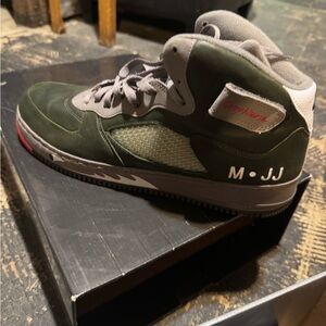 Size 15 - Air Jordan Fusion 5 Premier Grey Nurse Suede Green Leather (325330-341